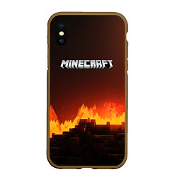 Чехол iPhone XS Max матовый Minecraft огненная стена, цвет: 3D-коричневый