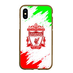 Чехол iPhone XS Max матовый Liverpool краски спорт, цвет: 3D-коричневый