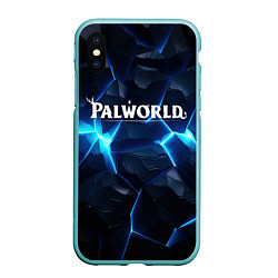 Чехол iPhone XS Max матовый Palworld logo blue ice, цвет: 3D-мятный