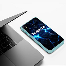 Чехол iPhone XS Max матовый Palworld logo blue ice, цвет: 3D-мятный — фото 2