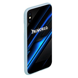 Чехол iPhone XS Max матовый Palworld logo blue neon abstract, цвет: 3D-голубой — фото 2