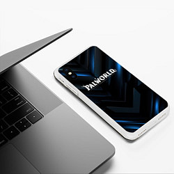 Чехол iPhone XS Max матовый Palworld logo blue neon abstract black, цвет: 3D-белый — фото 2