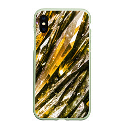 Чехол iPhone XS Max матовый Драгоценные кристаллы жёлтые, цвет: 3D-салатовый