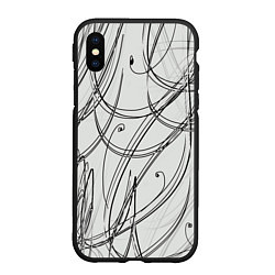 Чехол iPhone XS Max матовый Монохромные завитки, цвет: 3D-черный