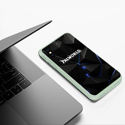 Чехол iPhone XS Max матовый Palworld лого на черном стильном фоне, цвет: 3D-салатовый — фото 2
