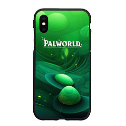 Чехол iPhone XS Max матовый Palworld зеленый мир, цвет: 3D-черный