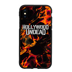 Чехол iPhone XS Max матовый Hollywood Undead red lava, цвет: 3D-черный