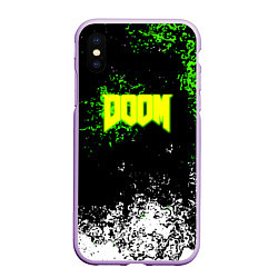 Чехол iPhone XS Max матовый Doom токсичное лого краски, цвет: 3D-сиреневый