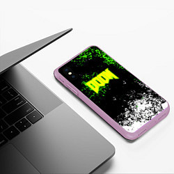 Чехол iPhone XS Max матовый Doom токсичное лого краски, цвет: 3D-сиреневый — фото 2