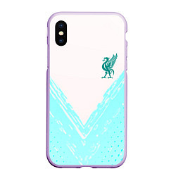 Чехол iPhone XS Max матовый Liverpool logo texture fc, цвет: 3D-сиреневый