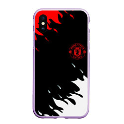 Чехол iPhone XS Max матовый Manchester United flame fc, цвет: 3D-сиреневый
