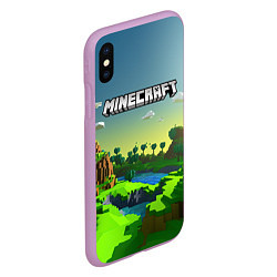 Чехол iPhone XS Max матовый Minecraft logo зеленый летний мир, цвет: 3D-сиреневый — фото 2