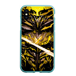 Чехол iPhone XS Max матовый Жёлтый камень на чёрном фоне, цвет: 3D-мятный