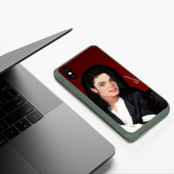 Чехол iPhone XS Max матовый Michael Jackson с пантерой и автографом, цвет: 3D-темно-зеленый — фото 2