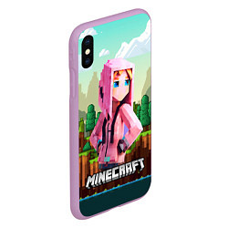 Чехол iPhone XS Max матовый Персонаж Minecraft девушка в пиксельном мире, цвет: 3D-сиреневый — фото 2