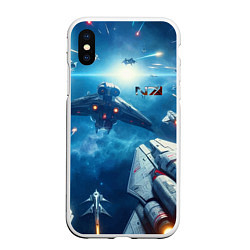Чехол iPhone XS Max матовый Mass Effect - space neon, цвет: 3D-белый