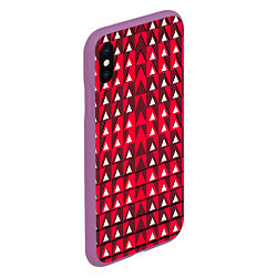 Чехол iPhone XS Max матовый Белые треугольники на красном фоне, цвет: 3D-фиолетовый — фото 2