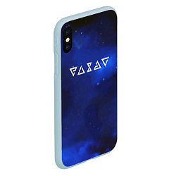 Чехол iPhone XS Max матовый Ведьмак лого космос, цвет: 3D-голубой — фото 2