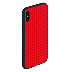 Чехол iPhone XS Max матовый Красные сердечки на красном фоне, цвет: 3D-черный — фото 2