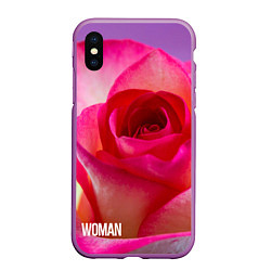 Чехол iPhone XS Max матовый Розовая роза - woman, цвет: 3D-фиолетовый