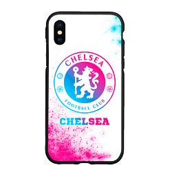 Чехол iPhone XS Max матовый Chelsea neon gradient style, цвет: 3D-черный