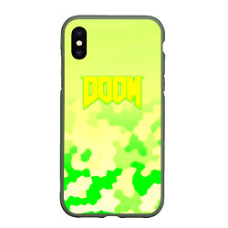 Чехол iPhone XS Max матовый Doom токсичное лого броня, цвет: 3D-темно-зеленый