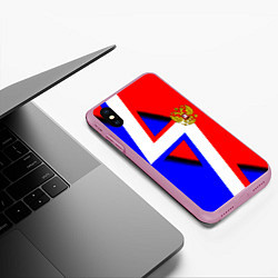 Чехол iPhone XS Max матовый Герб России спортивный стиль, цвет: 3D-розовый — фото 2