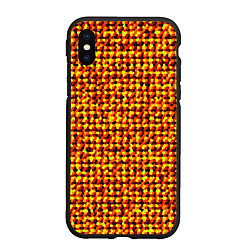 Чехол iPhone XS Max матовый Солнечный жёлто-красный мозаика, цвет: 3D-черный