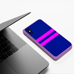 Чехол iPhone XS Max матовый Фриск frisk Undertale полосы, цвет: 3D-фиолетовый — фото 2