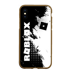 Чехол iPhone XS Max матовый Роблокс - черно-белая абстракция, цвет: 3D-коричневый