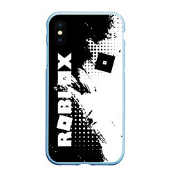 Чехол iPhone XS Max матовый Роблокс - черно-белая абстракция, цвет: 3D-голубой