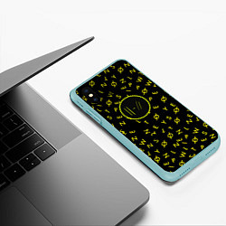 Чехол iPhone XS Max матовый Twenty one pilots pattern rock yellow, цвет: 3D-мятный — фото 2