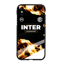 Чехол iPhone XS Max матовый Inter legendary sport fire, цвет: 3D-черный
