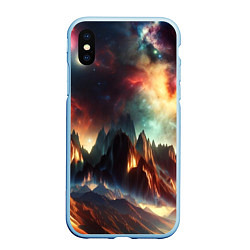 Чехол iPhone XS Max матовый Space landscape with mountains, цвет: 3D-голубой