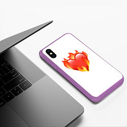 Чехол iPhone XS Max матовый Сердце в огне эмодзи, цвет: 3D-фиолетовый — фото 2