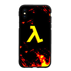 Чехол iPhone XS Max матовый Half life огненный стиль лава, цвет: 3D-черный