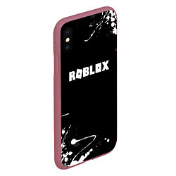 Чехол iPhone XS Max матовый Roblox текстура краски белые, цвет: 3D-малиновый — фото 2