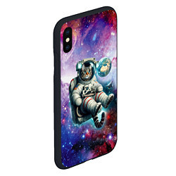 Чехол iPhone XS Max матовый Brave cat in space - ai art, цвет: 3D-черный — фото 2