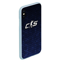 Чехол iPhone XS Max матовый Counter Strike 2 - metal logo, цвет: 3D-голубой — фото 2