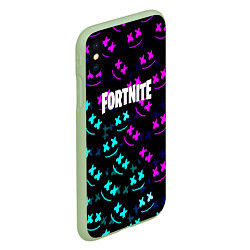 Чехол iPhone XS Max матовый Marshmello neon fortnite, цвет: 3D-салатовый — фото 2