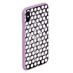 Чехол iPhone XS Max матовый Киберпанк узор из шестиугольников розовый, цвет: 3D-сиреневый — фото 2