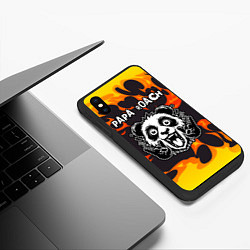 Чехол iPhone XS Max матовый Papa Roach рок панда и огонь, цвет: 3D-черный — фото 2
