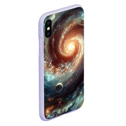 Чехол iPhone XS Max матовый Далёкая неоновая галактика - нейросеть, цвет: 3D-светло-сиреневый — фото 2