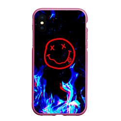 Чехол iPhone XS Max матовый Nirvana flame, цвет: 3D-малиновый