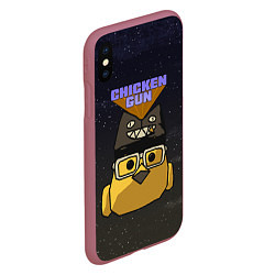 Чехол iPhone XS Max матовый Chicken gun space, цвет: 3D-малиновый — фото 2