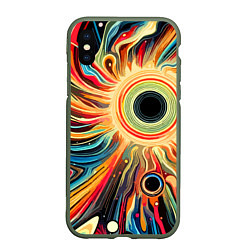 Чехол iPhone XS Max матовый Space abstraction - ai art, цвет: 3D-темно-зеленый