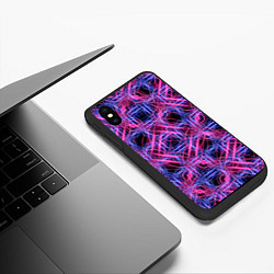 Чехол iPhone XS Max матовый Розово-фиолетовые светящиеся переплетения, цвет: 3D-черный — фото 2