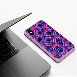 Чехол iPhone XS Max матовый Розово-фиолетовые светящиеся переплетения, цвет: 3D-сиреневый — фото 2