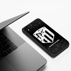 Чехол iPhone XS Max матовый Atletico Madrid с потертостями на темном фоне, цвет: 3D-черный — фото 2