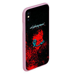 Чехол iPhone XS Max матовый Cyberpunk 2077 брызги красок, цвет: 3D-розовый — фото 2